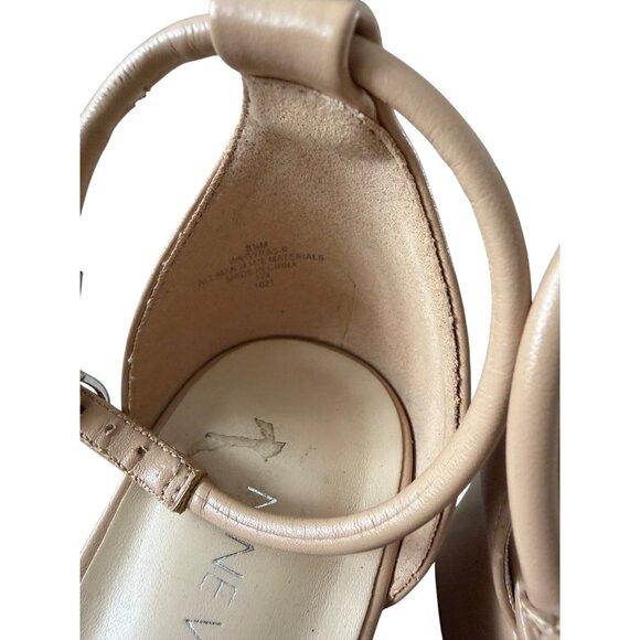 NINE WEST Beige Nude Block Kitten Heels Sandals Size 8.5 - Picture 8 of 12